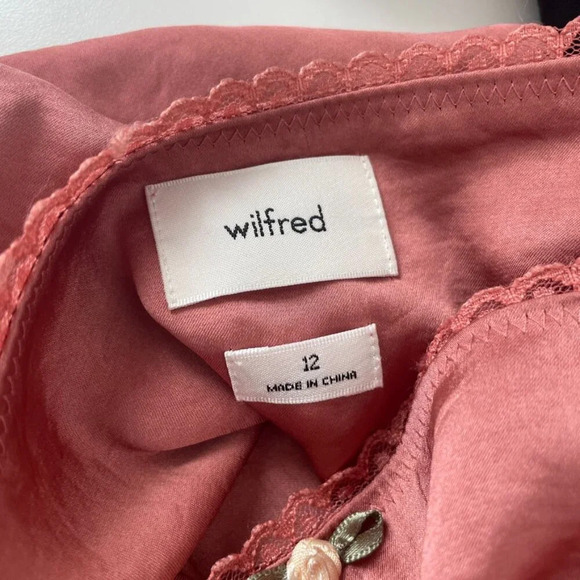 Aritzia Wilfred Lyrus Satin Mini Skirt NWT Earthen Red Size 12 - Picture 9 of 11